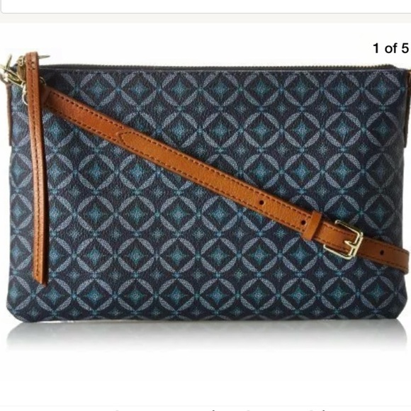 FOSSIL Sydney Top Zip Slim Leather Crossbody Purse - Picture 1 of 6